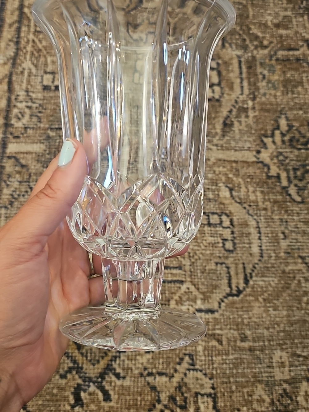SALE! Vintage De Plomb Crystal Footed Vase Or Candle Holder - Picture 4 of 10
